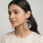 SILVER MULTI-LAYER HOOP EARRINGS WITH COINS/GHUNGROO