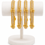 Golden With Silver Stone Bangels