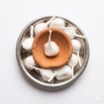 STAINLESS STEEL PLATE AND CLAY DIA WITH 10 COTTON WICKS